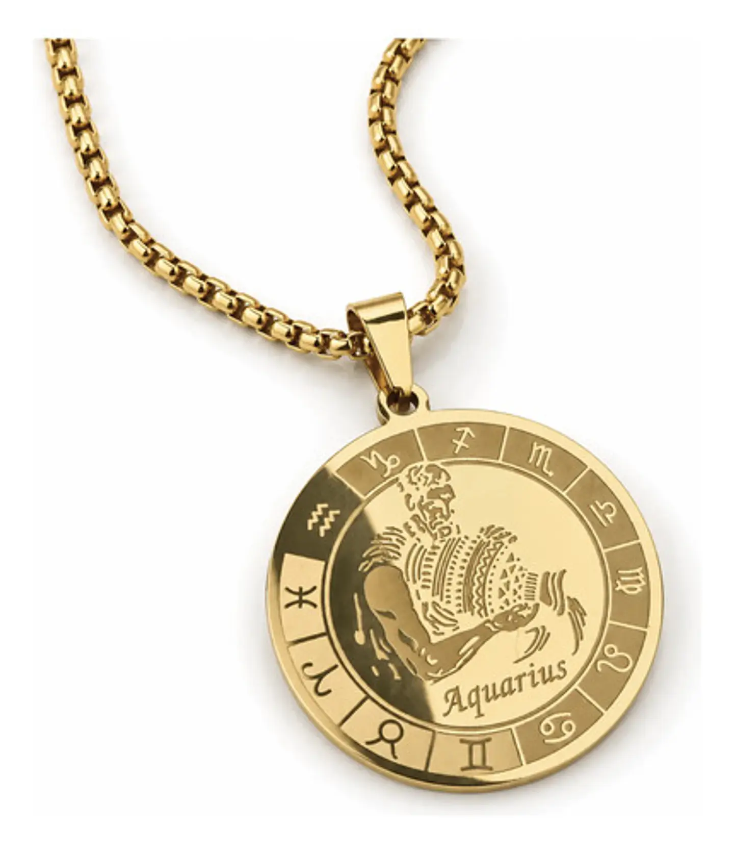 Collar De Acero Para Hombre Y Mujer Dije Signos Zodiacales 91