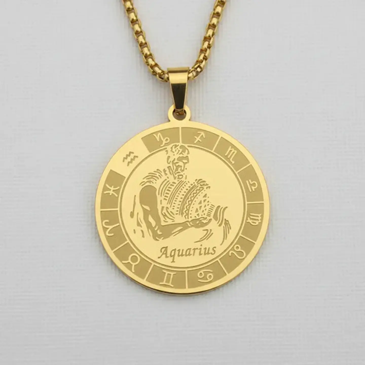 Collar De Acero Para Hombre Y Mujer Dije Signos Zodiacales 92