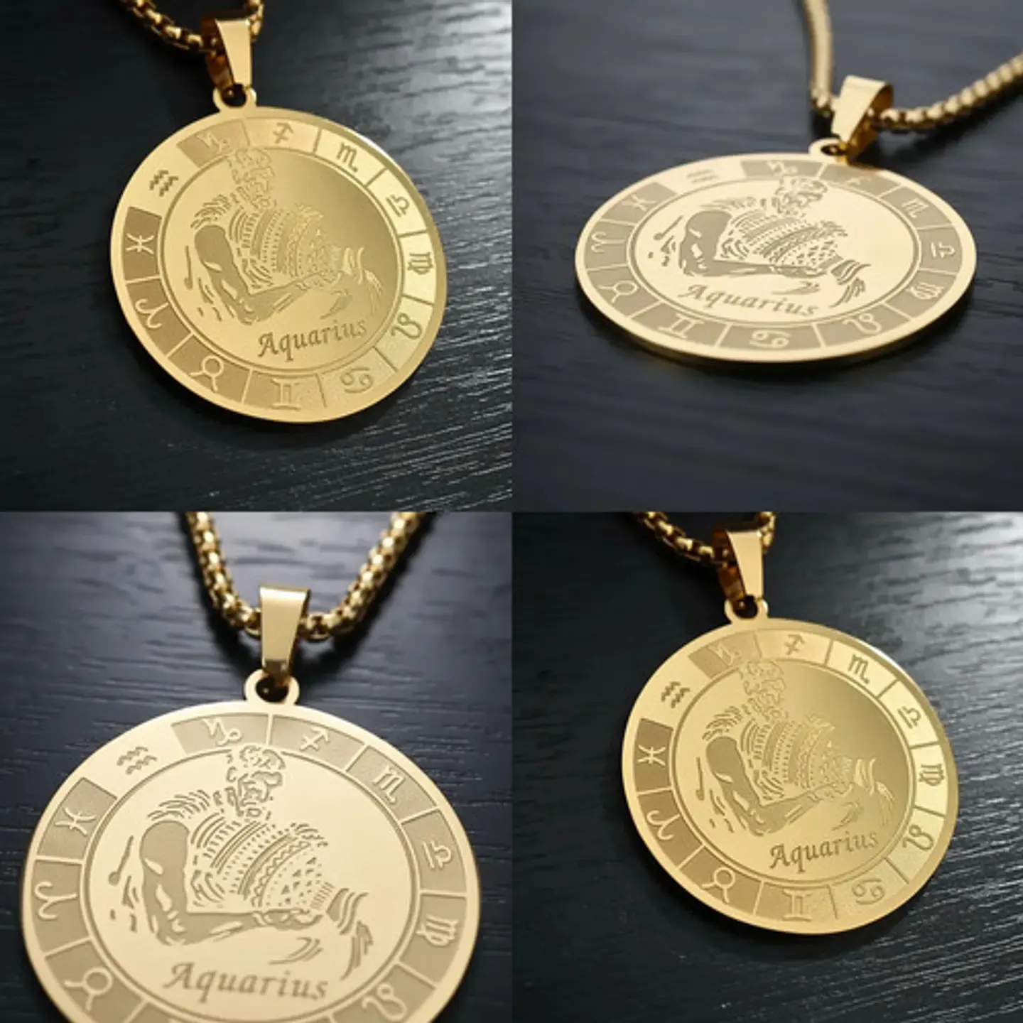 Collar De Acero Para Hombre Y Mujer Dije Signos Zodiacales 100