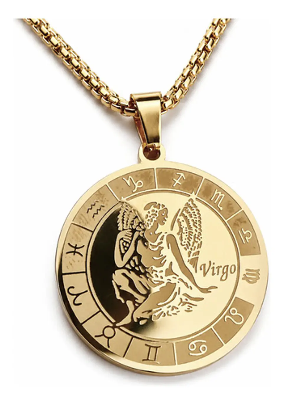 Collar De Acero Para Hombre Y Mujer Dije Signos Zodiacales 101
