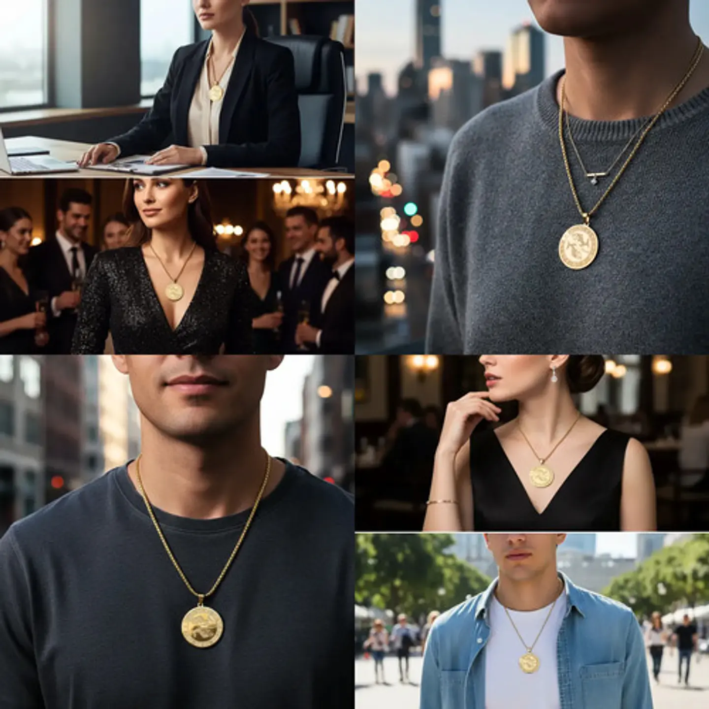 Collar De Acero Para Hombre Y Mujer Dije Signos Zodiacales 112