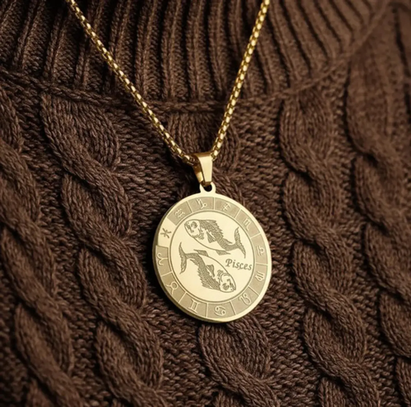 Collar De Acero Para Hombre Y Mujer Dije Signos Zodiacales 113