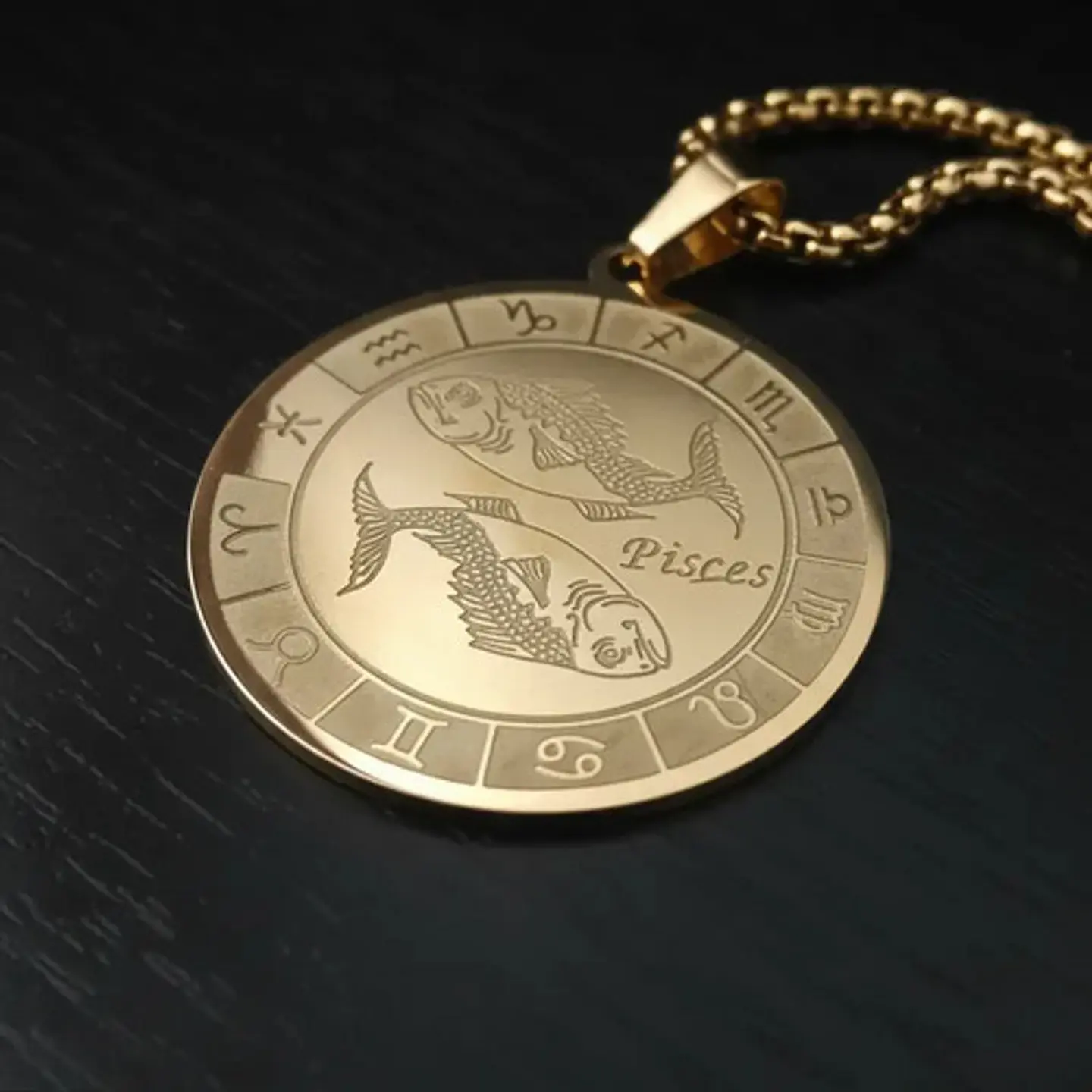 Collar De Acero Para Hombre Y Mujer Dije Signos Zodiacales 116