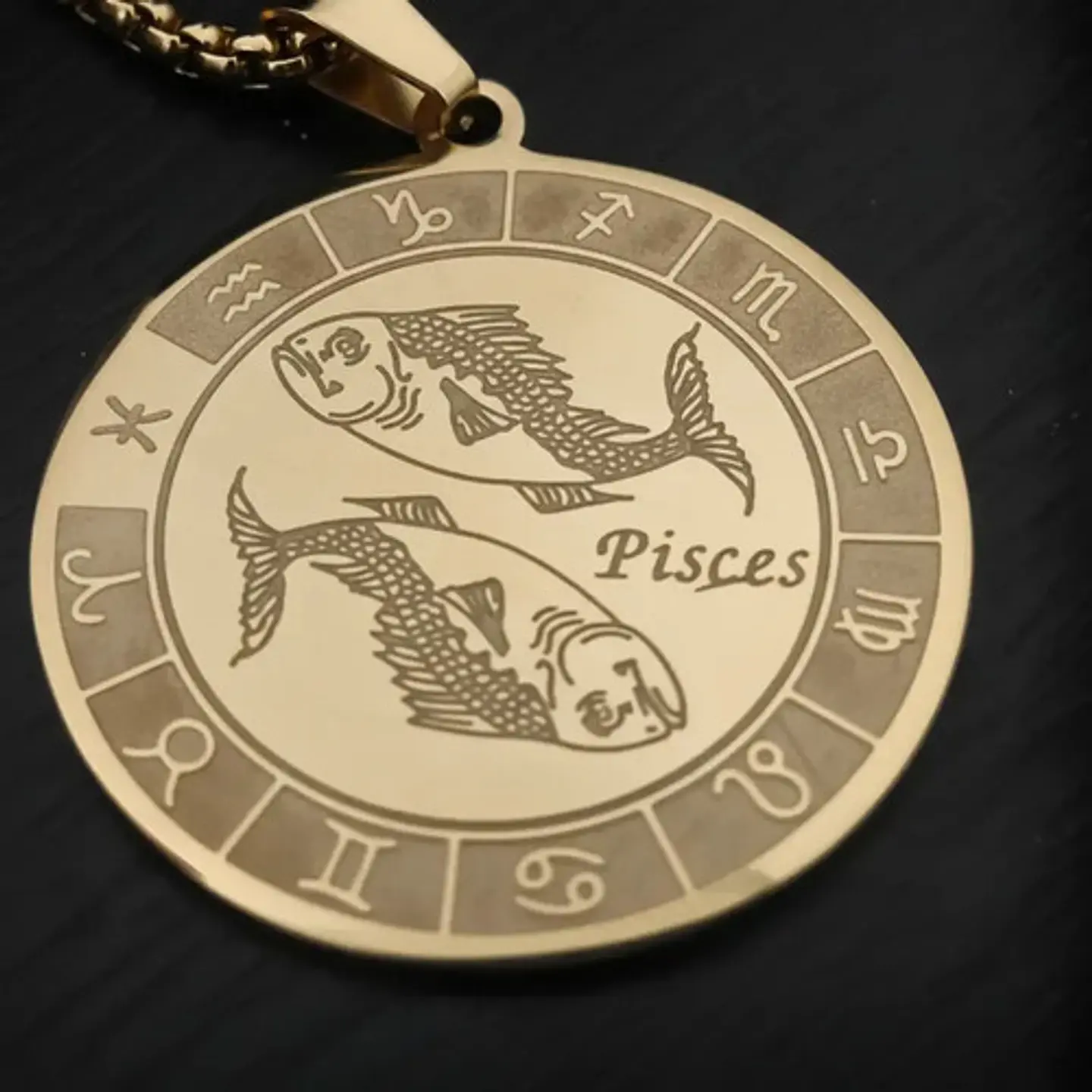 Collar De Acero Para Hombre Y Mujer Dije Signos Zodiacales 117
