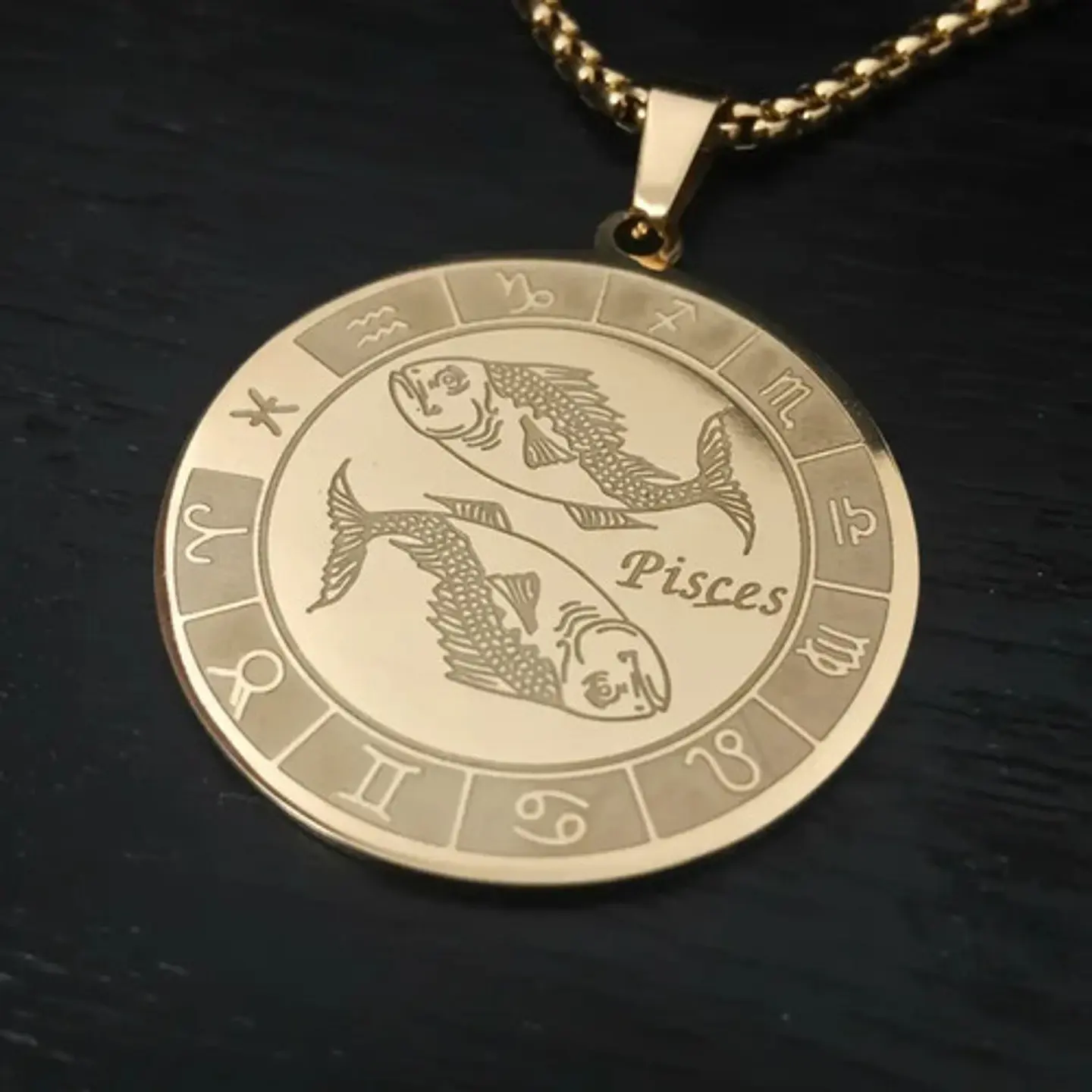 Collar De Acero Para Hombre Y Mujer Dije Signos Zodiacales 118