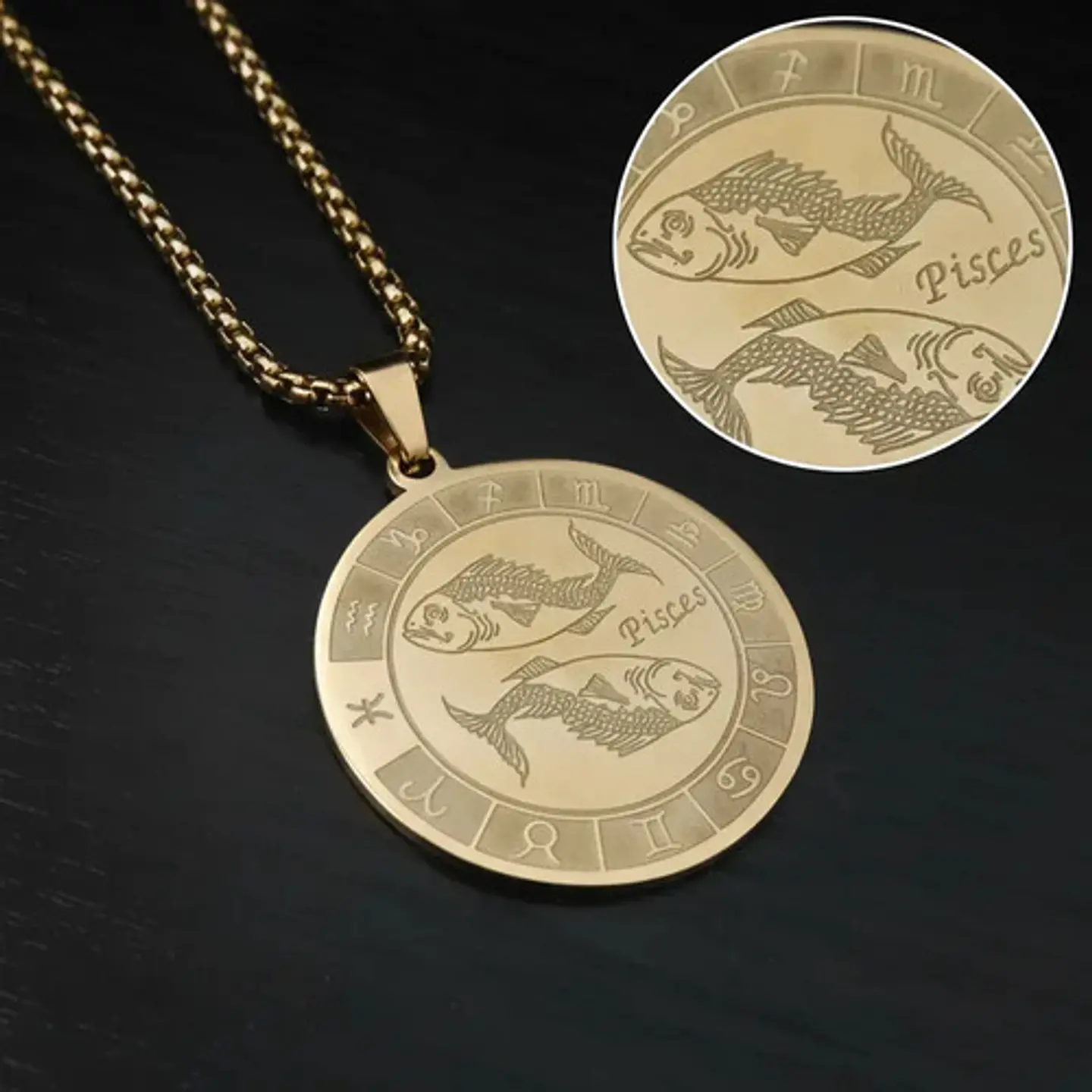 Collar De Acero Para Hombre Y Mujer Dije Signos Zodiacales 119