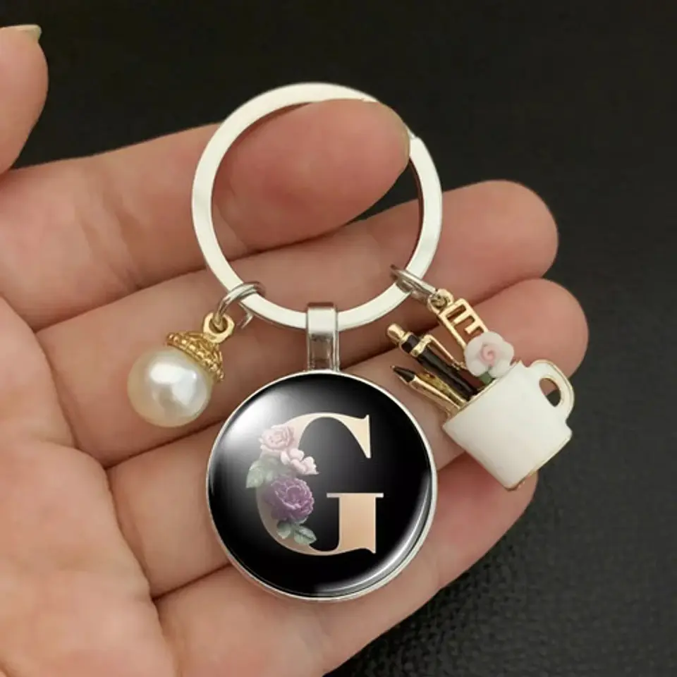 Llavero Iniciales Color Plata Para Profesor Hombre Y Mujer 27