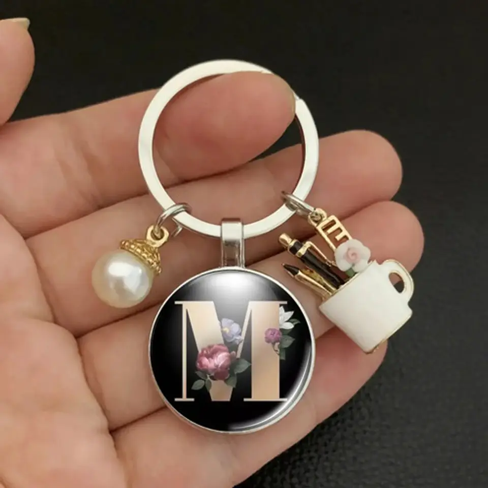 Llavero Iniciales Color Plata Para Profesor Hombre Y Mujer 48