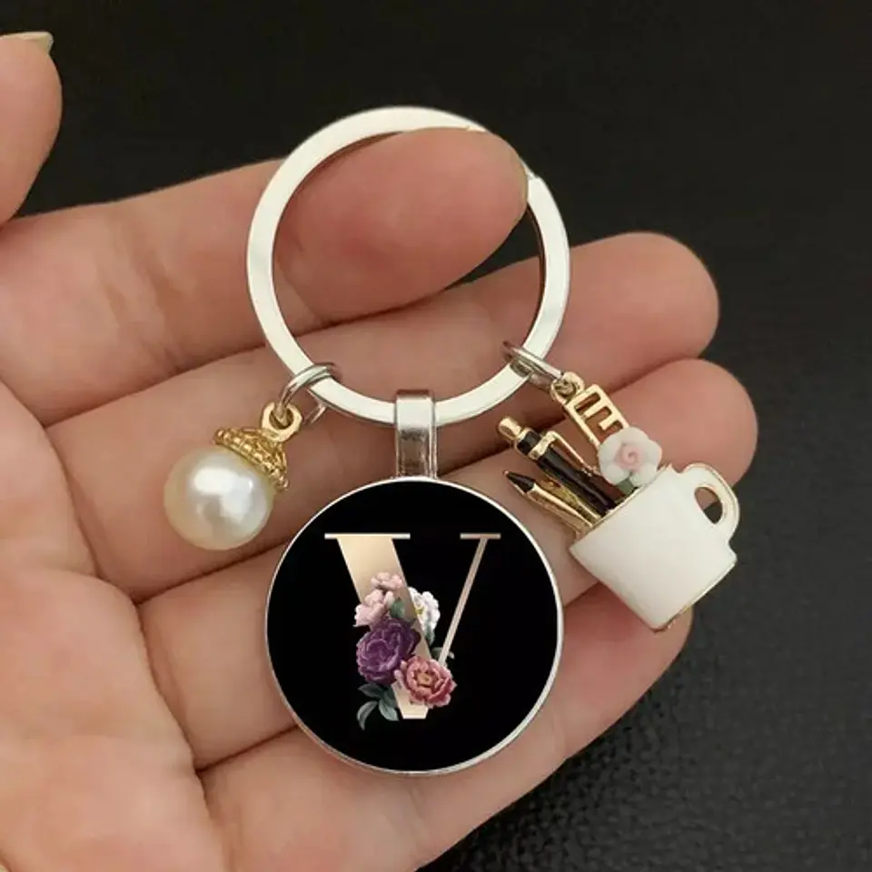 Llavero Iniciales Color Plata Para Profesor Hombre Y Mujer 58