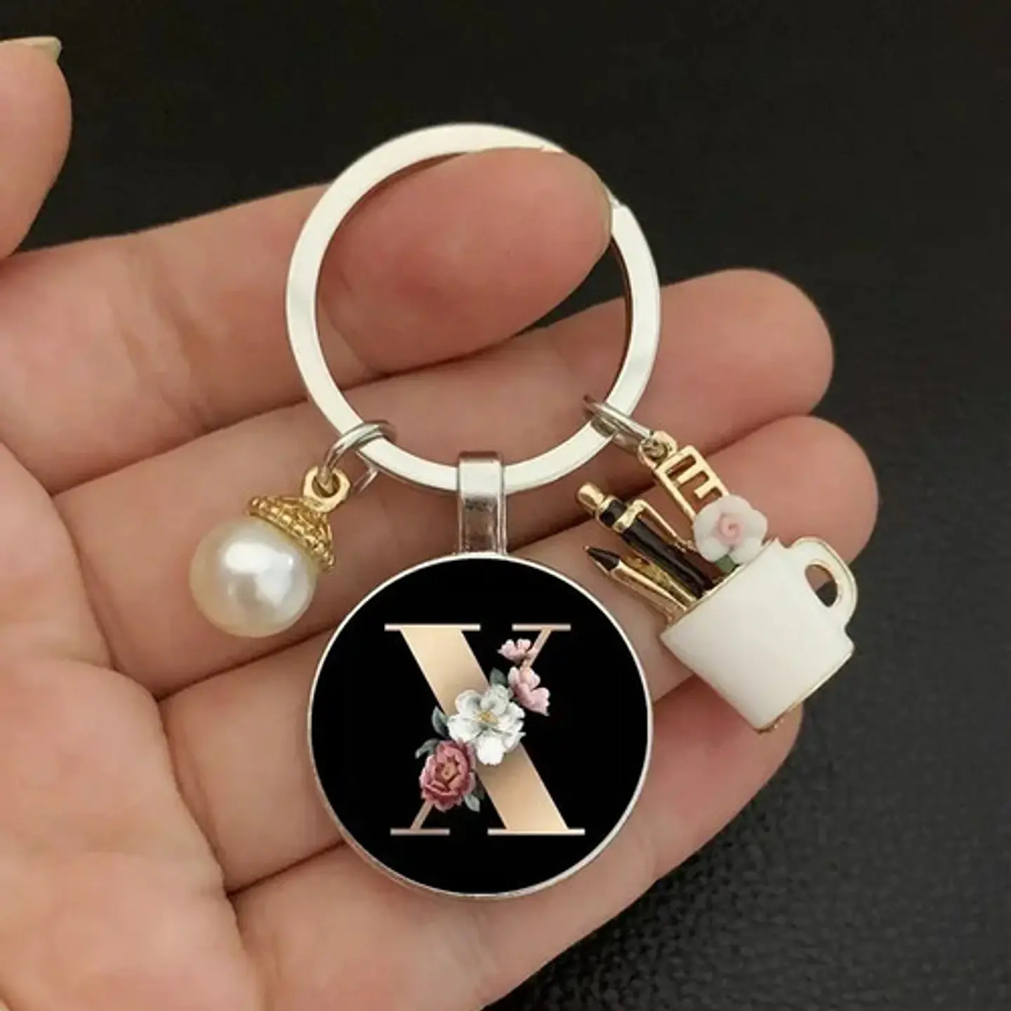 Llavero Iniciales Color Plata Para Profesor Hombre Y Mujer 60