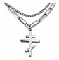 Collar Doble De Acero Para Hombre Y Mujer Dije Cruz Ortodoxa - Miniatura 1