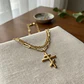 Collar Doble De Acero Para Hombre Y Mujer Dije Cruz Ortodoxa - Miniatura 12