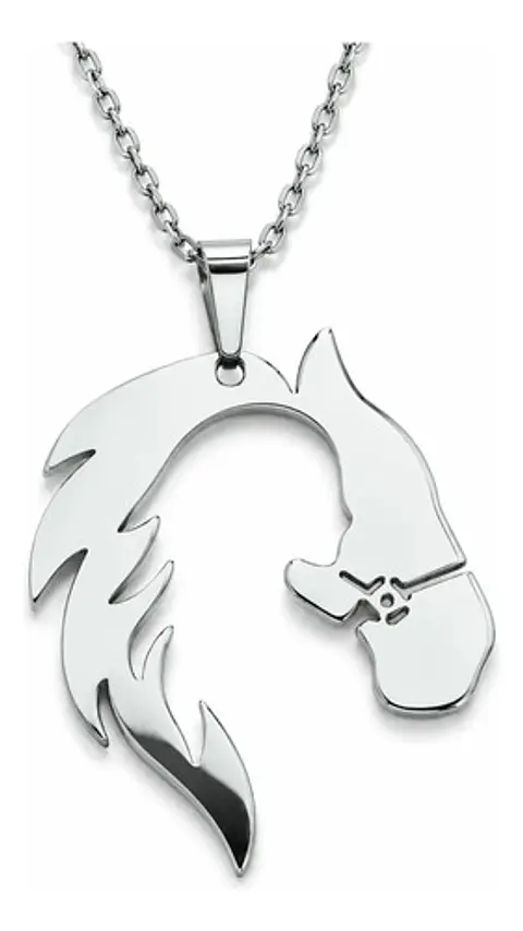 Collar De Acero Para Mujer Dije Forma Animal Caballo Silueta