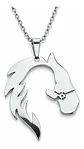 Collar De Acero Para Mujer Dije Forma Animal Caballo Silueta - Miniatura 1