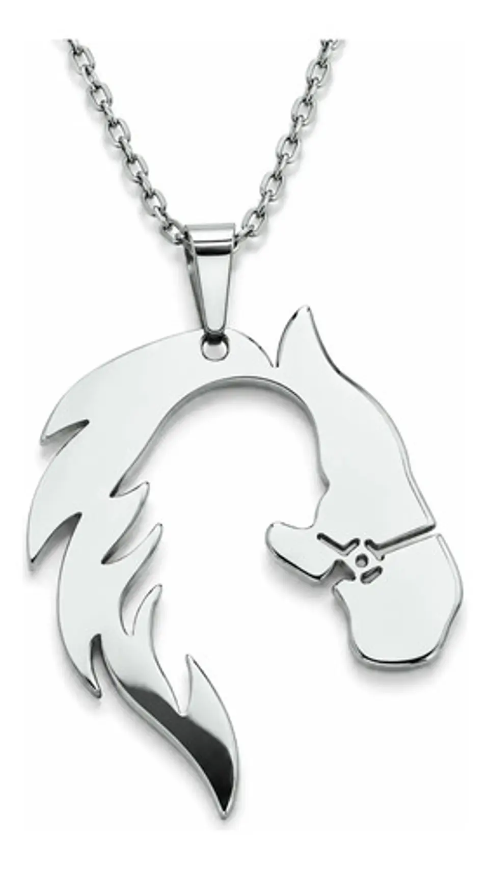 Collar De Acero Para Mujer Dije Forma Animal Caballo Silueta 1