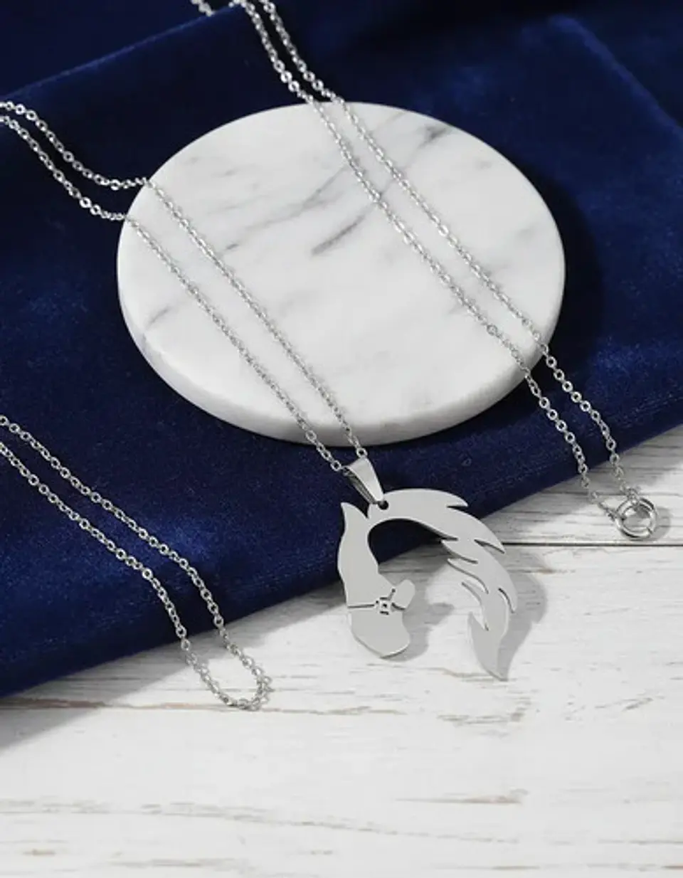 Collar De Acero Para Mujer Dije Forma Animal Caballo Silueta 5