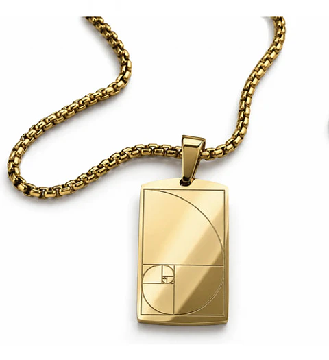 Collar De Acero Para Hombres Y Mujeres Dije Placa Fibonacci