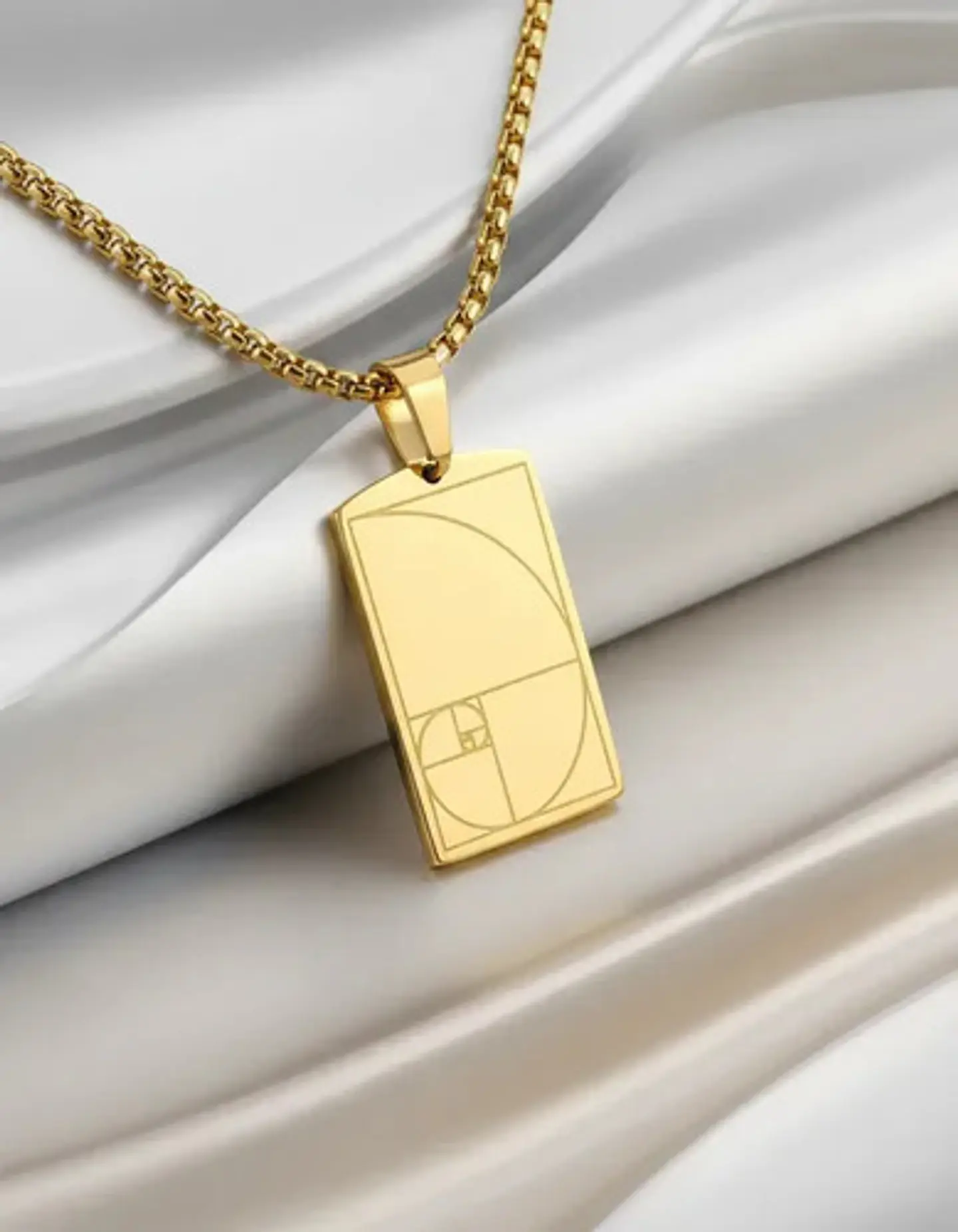 Collar De Acero Para Hombres Y Mujeres Dije Placa Fibonacci 3