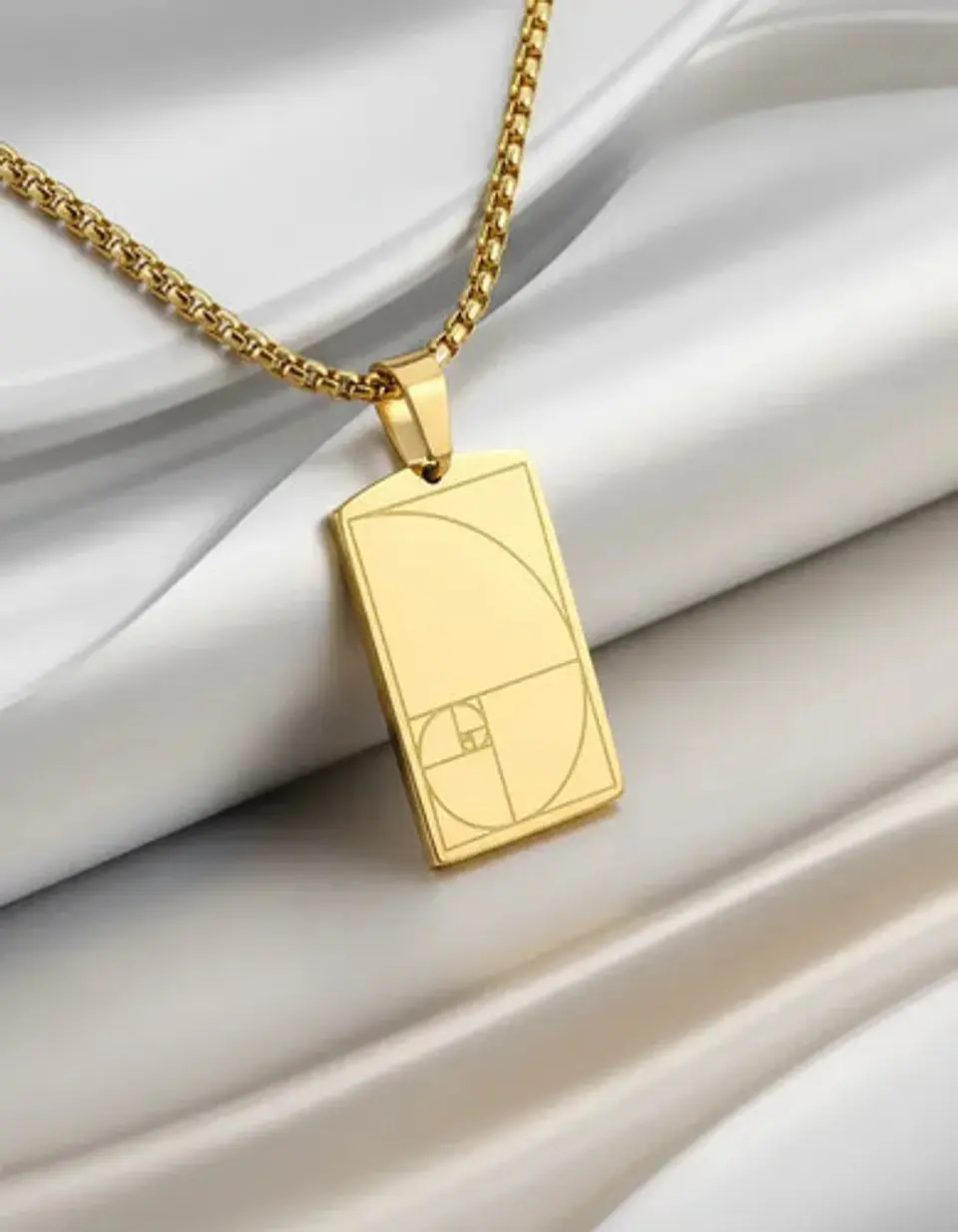 Collar De Acero Para Hombres Y Mujeres Dije Placa Fibonacci 3