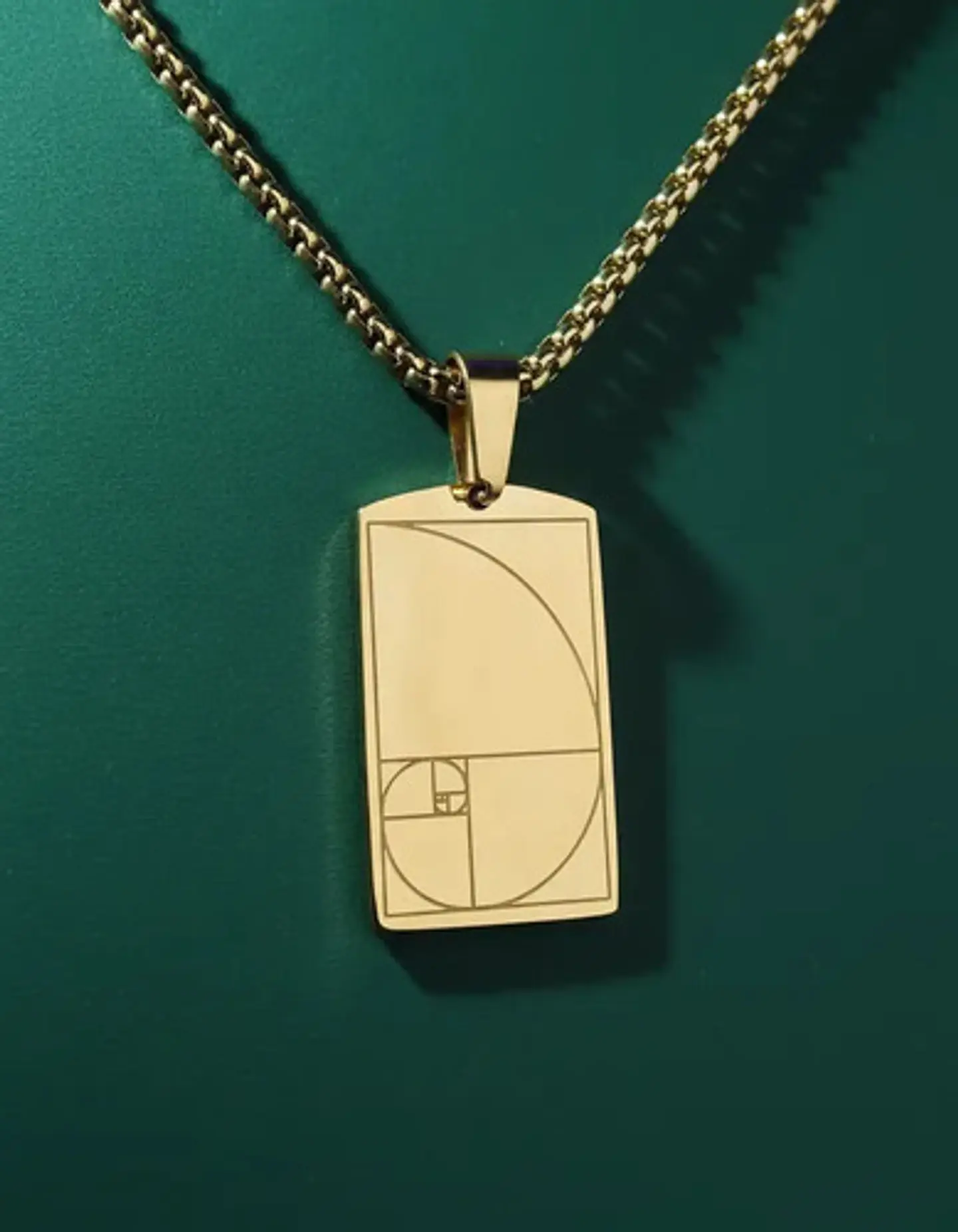 Collar De Acero Para Hombres Y Mujeres Dije Placa Fibonacci 5