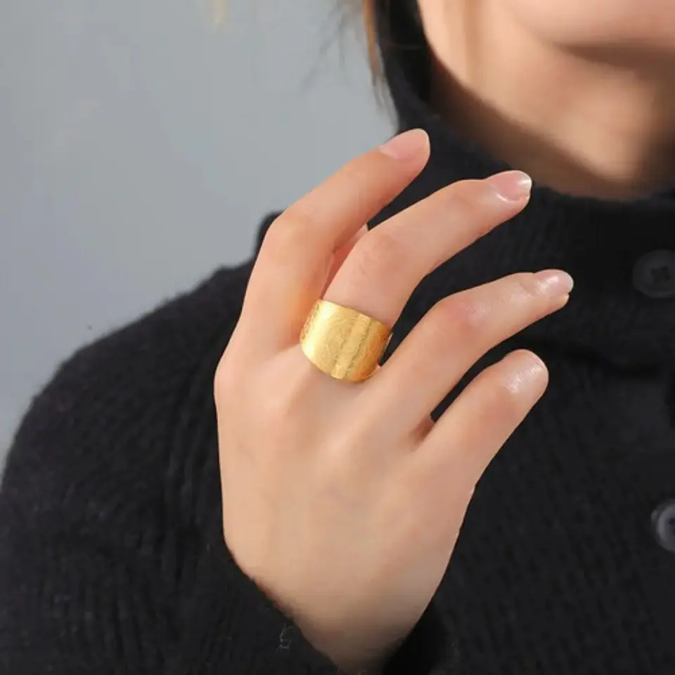 Anillo Acero Color Oro Amuleto Sello Arcángeles Hombre Mujer 5