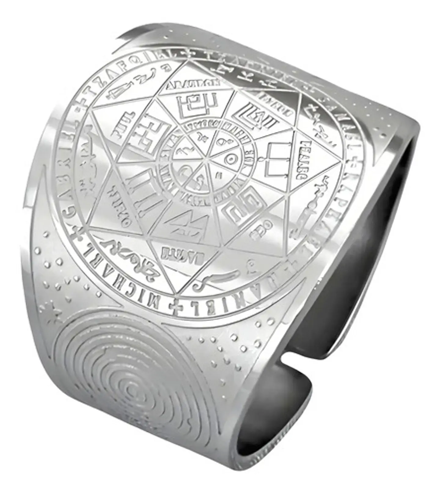Anillo Acero Color Oro Amuleto Sello Arcángeles Hombre Mujer 8