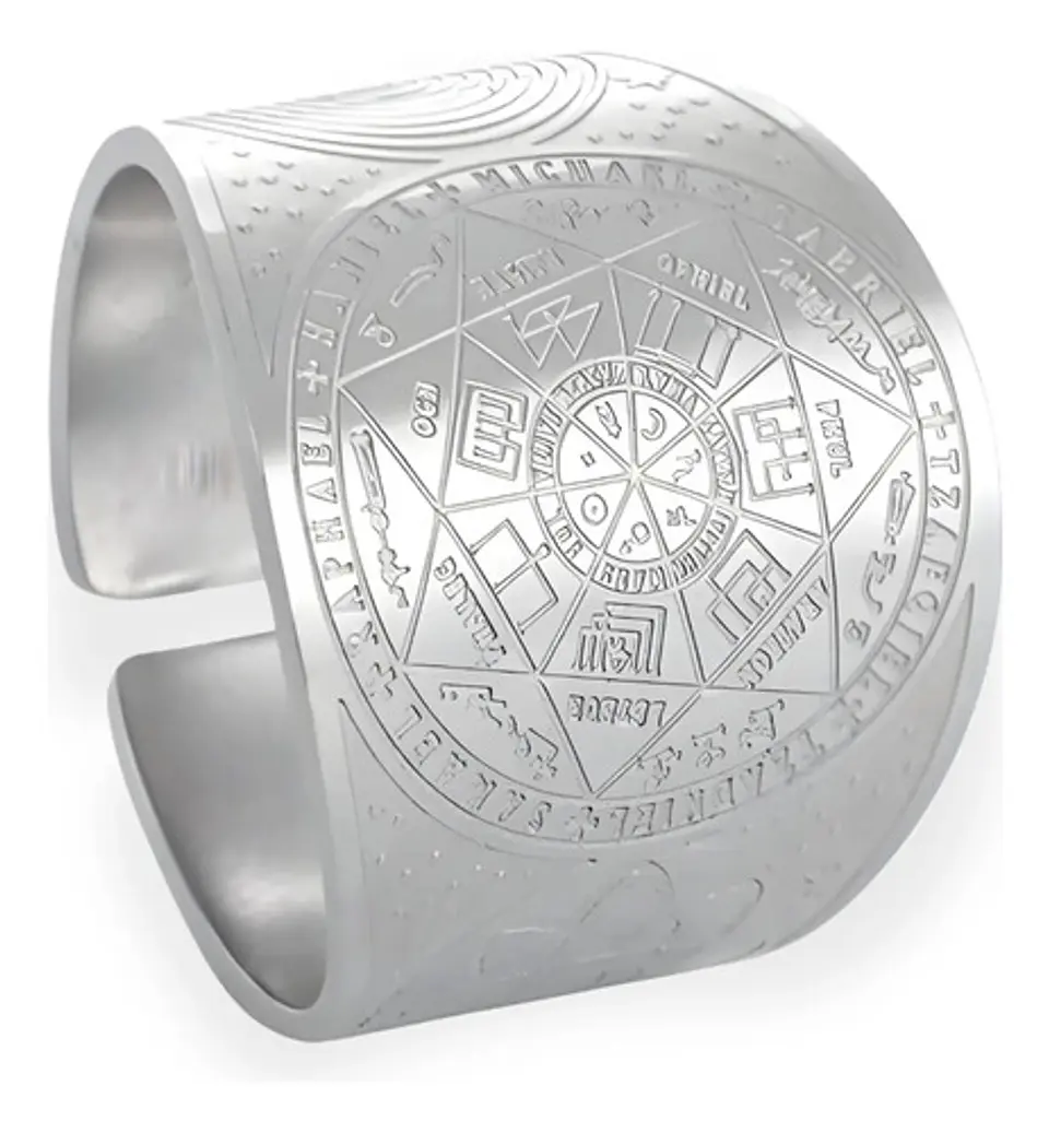 Anillo Acero Color Oro Amuleto Sello Arcángeles Hombre Mujer 10