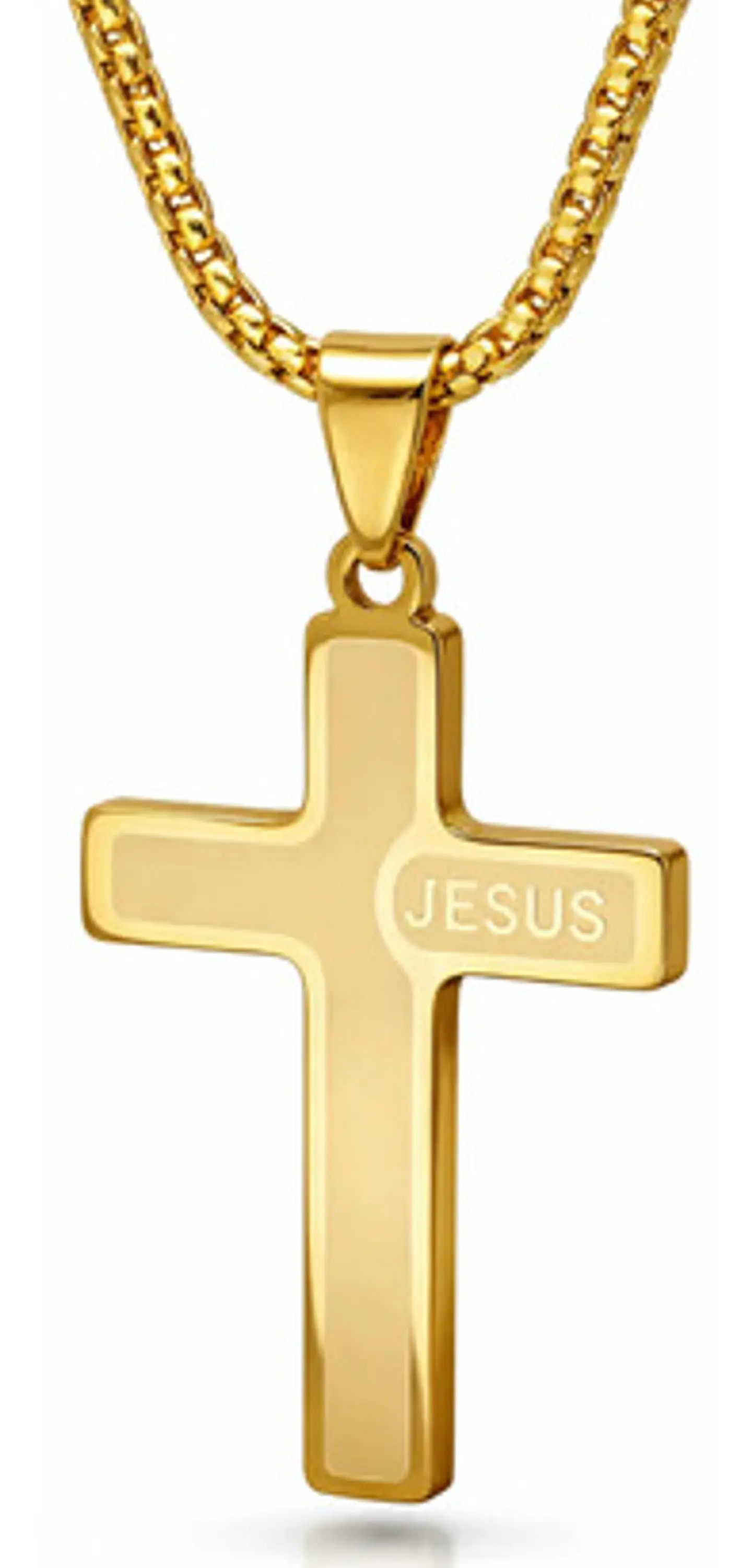Collar Para Hombre Mujer Y Dije Cruz Jesus Acero Color Plata 1