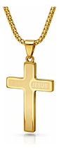 Collar Para Hombre Mujer Y Dije Cruz Jesus Acero Color Plata - Miniatura 1