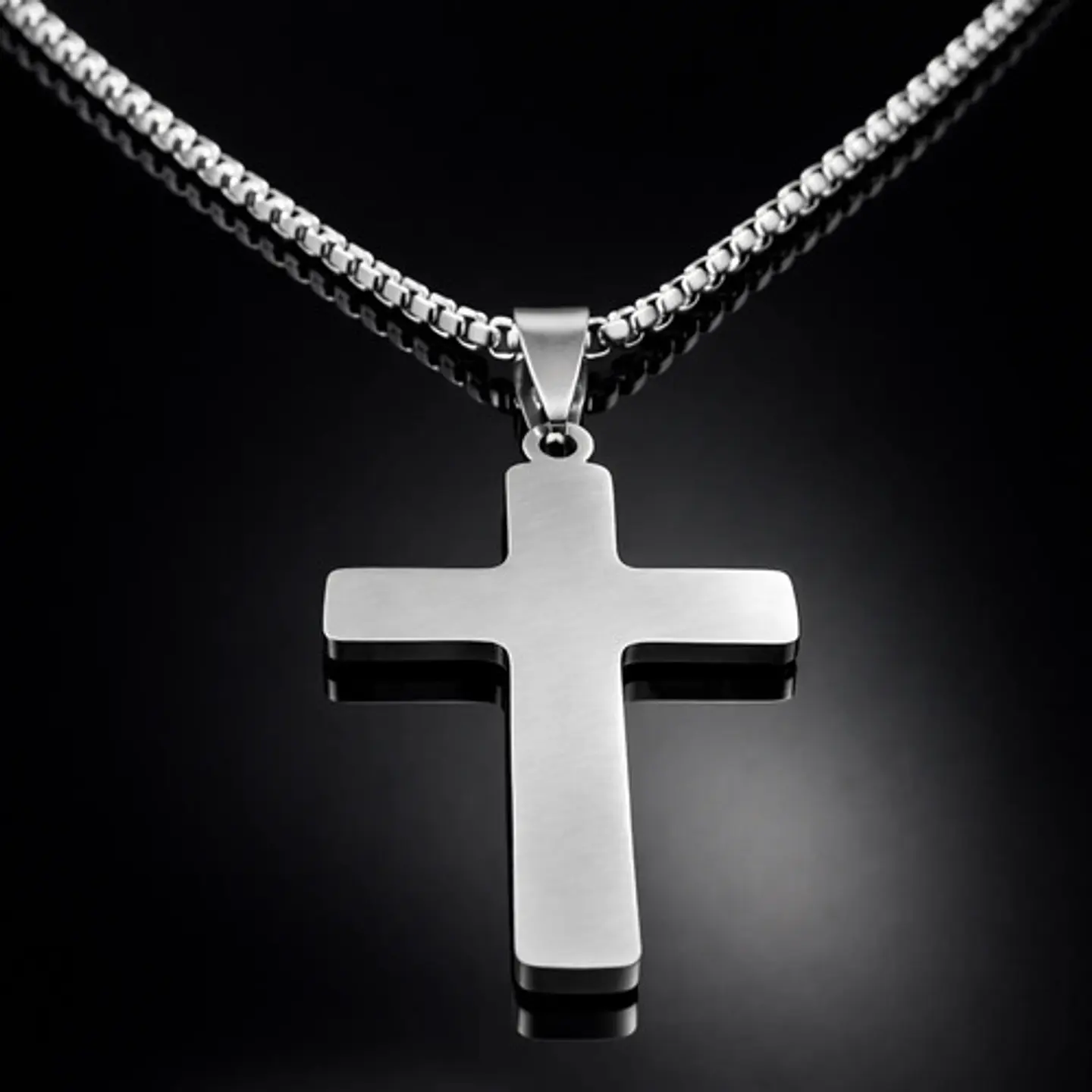 Collar Para Hombre Mujer Y Dije Cruz Jesus Acero Color Plata 17