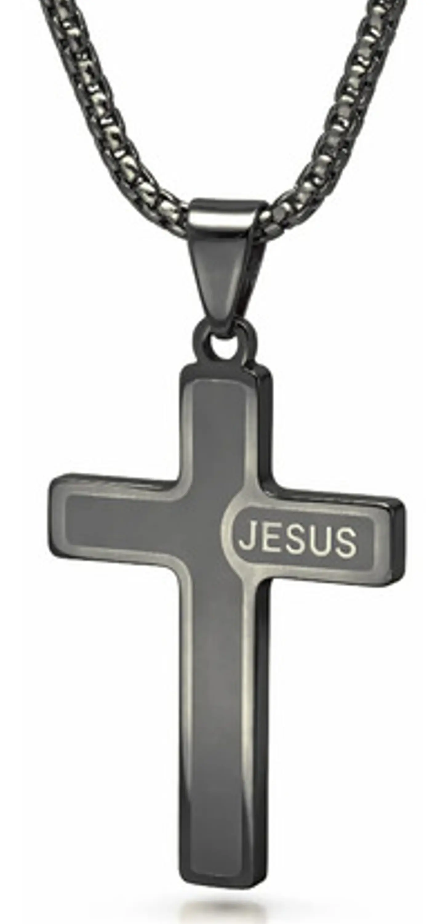 Collar Para Hombre Mujer Y Dije Cruz Jesus Acero Color Plata 20