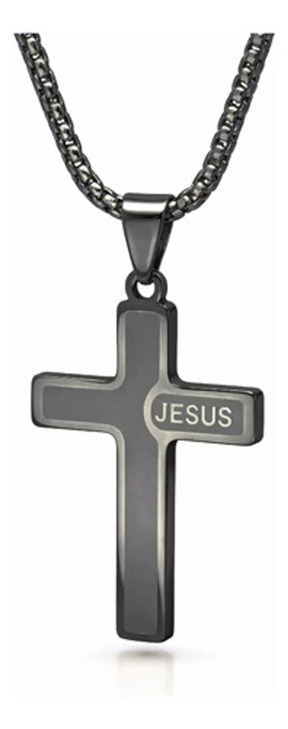Collar Para Hombre Mujer Y Dije Cruz Jesus Acero Color Plata 20