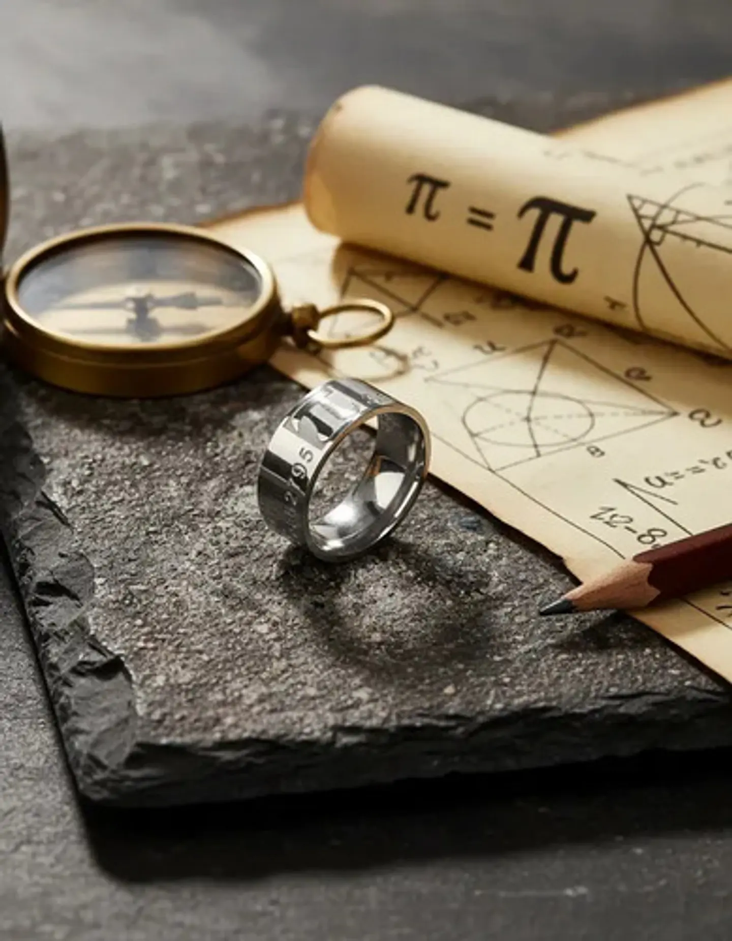 Anillo De Acero Para Hombre Y Mujer Grabado Pi Matemáticas 12
