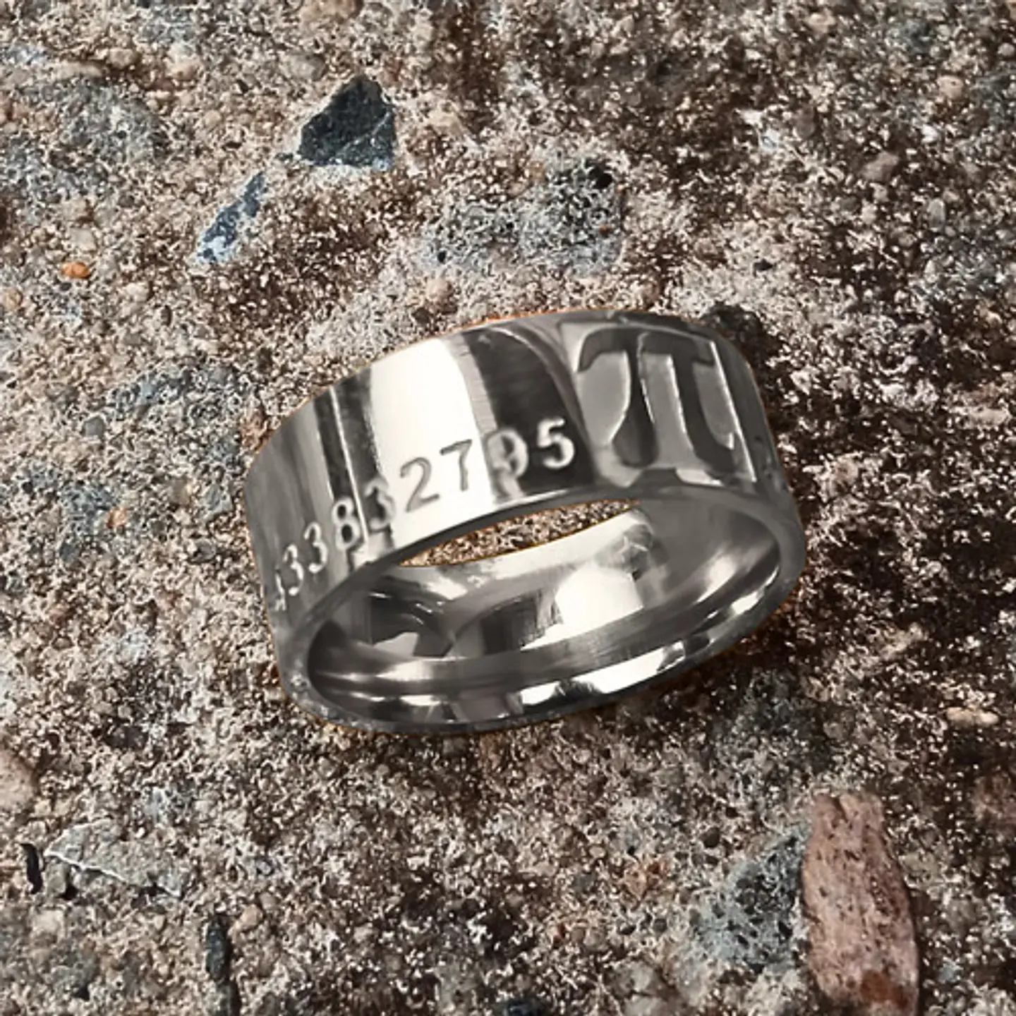 Anillo De Acero Para Hombre Y Mujer Grabado Pi Matemáticas 14