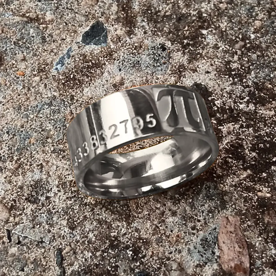 Anillo De Acero Para Hombre Y Mujer Grabado Pi Matemáticas 14