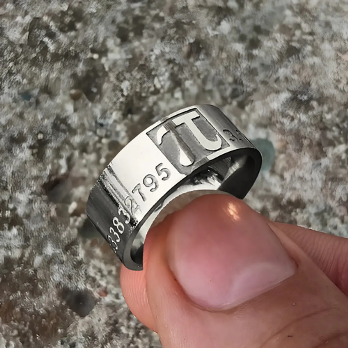 Anillo De Acero Para Hombre Y Mujer Grabado Pi Matemáticas 16
