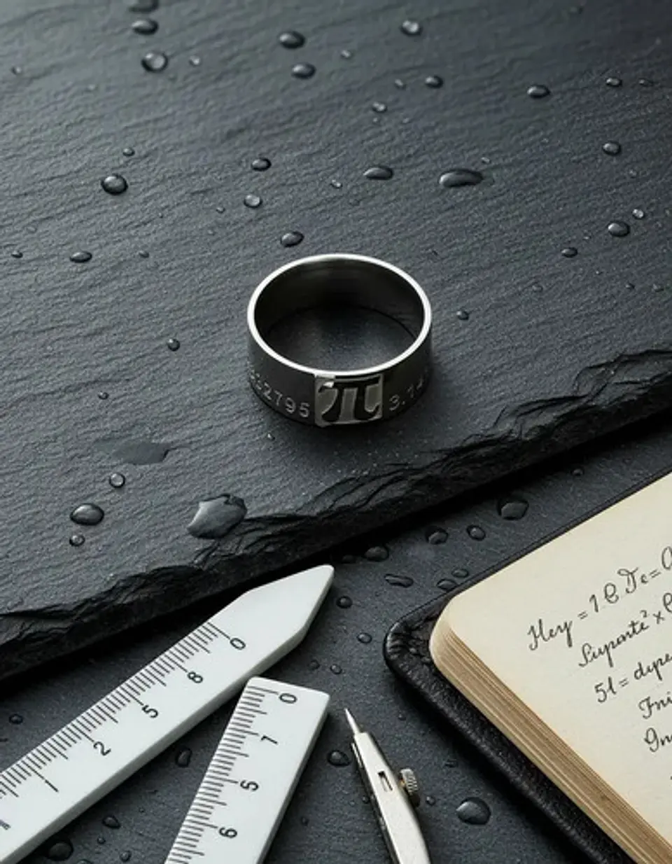 Anillo De Acero Para Hombre Y Mujer Grabado Pi Matemáticas 20