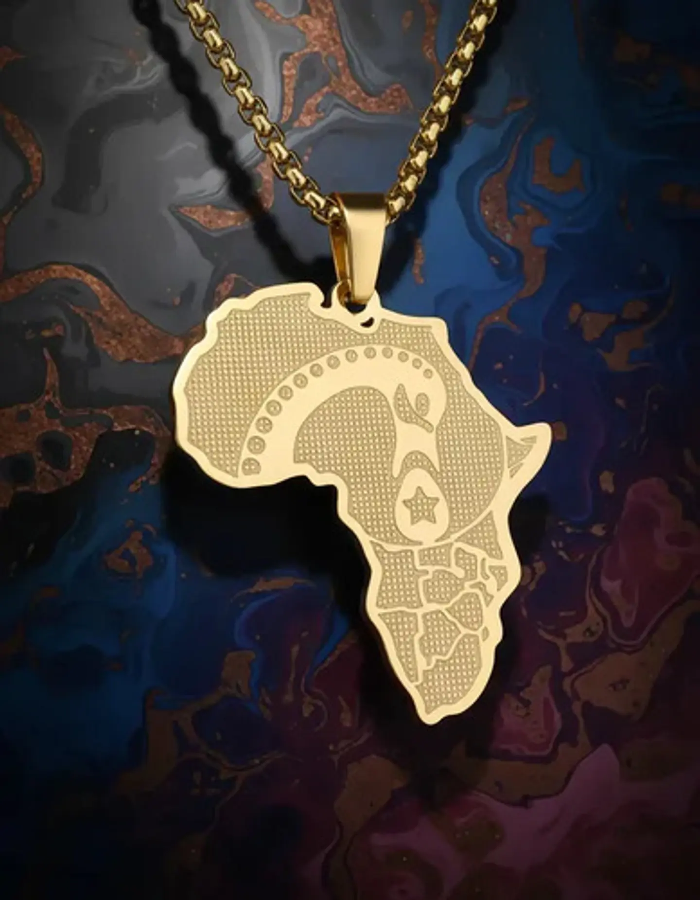 Collar De Acero Para Hombre Y Mujer Dije Continente Africa 2