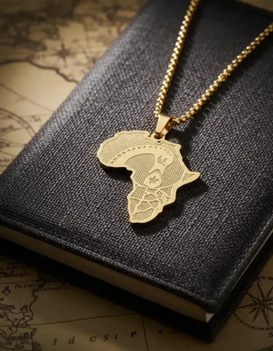 Collar De Acero Para Hombre Y Mujer Dije Continente Africa 5