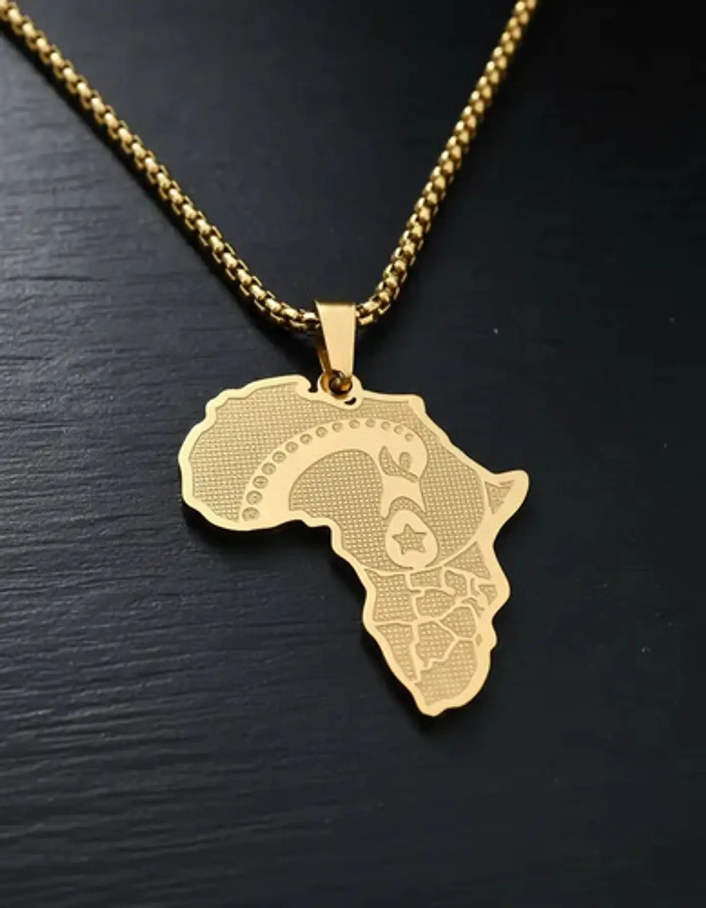 Collar De Acero Para Hombre Y Mujer Dije Continente Africa 8