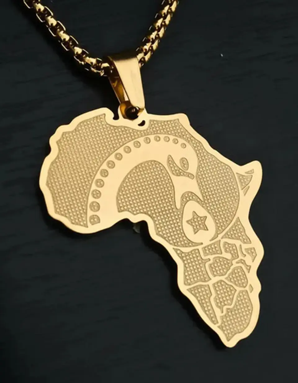 Collar De Acero Para Hombre Y Mujer Dije Continente Africa 9