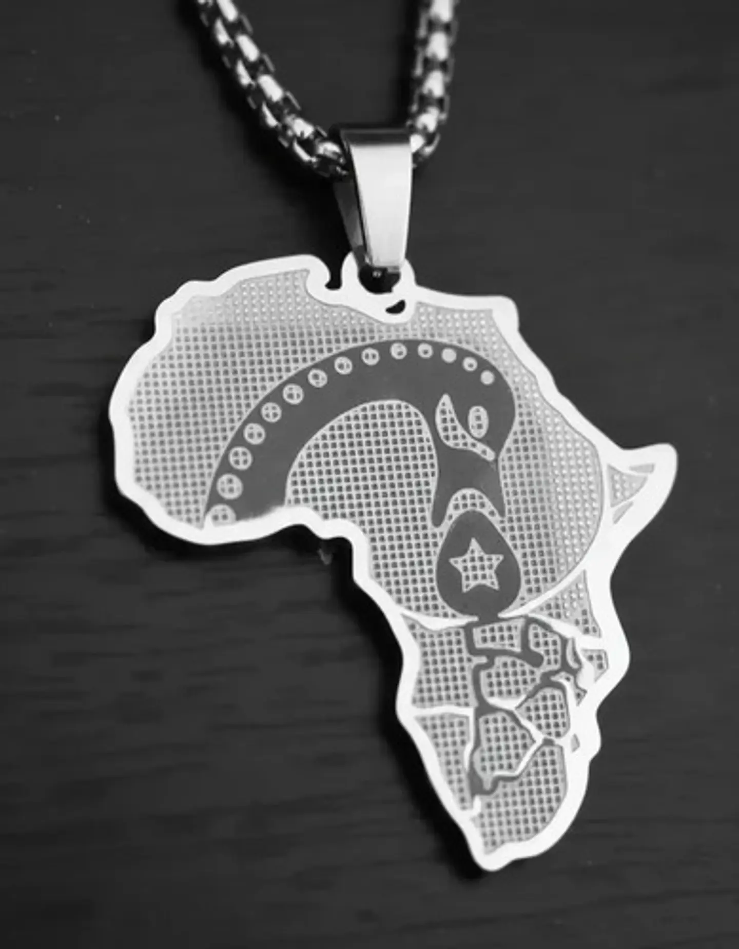 Collar De Acero Para Hombre Y Mujer Dije Continente Africa 18