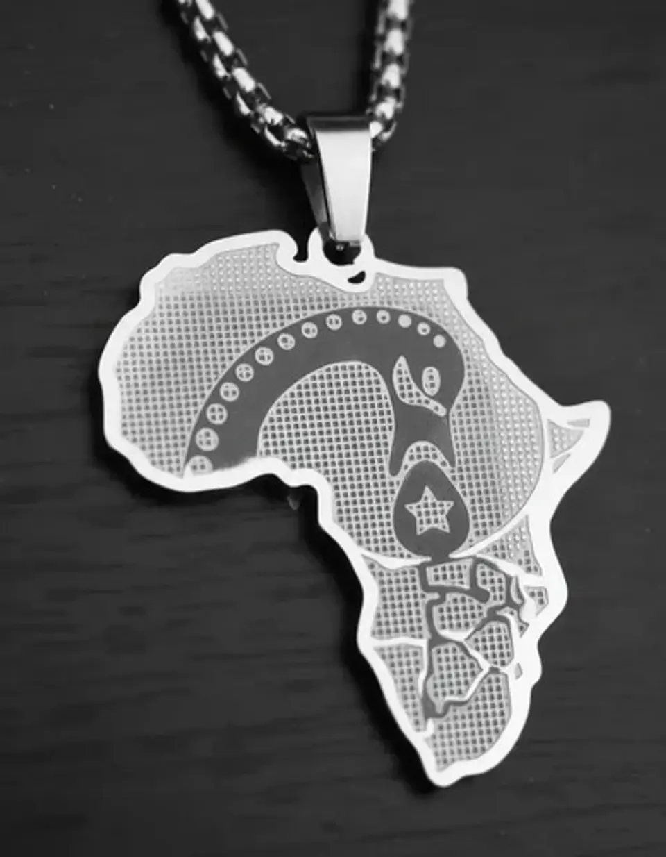 Collar De Acero Para Hombre Y Mujer Dije Continente Africa 18