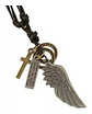 Set 3 Unds Collar Para Hombre Mujer Dije Ala Cuerda De Cuero - Miniatura 2
