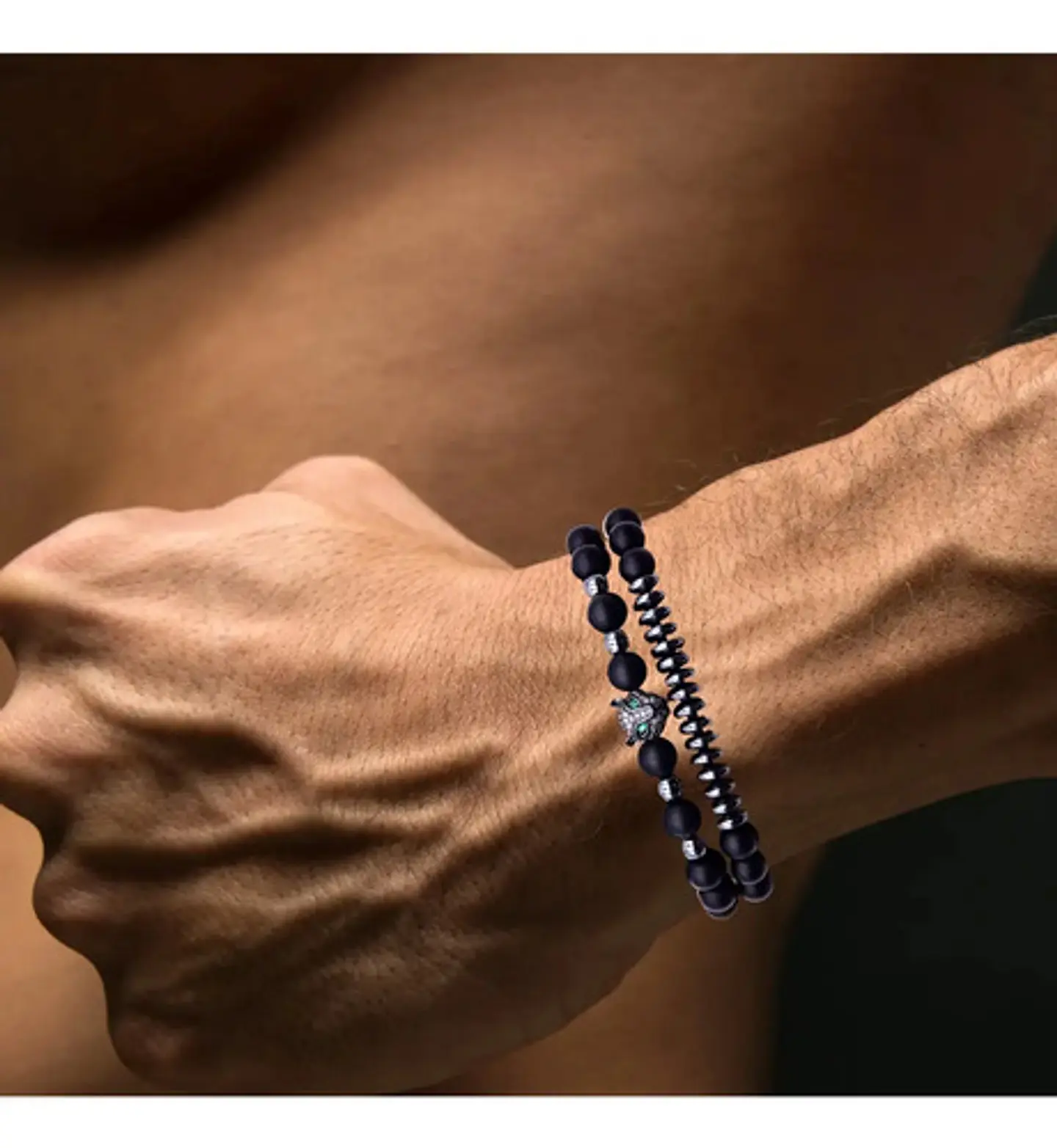 Pulsera Brazalete Manilla Leopardo Piedras Naturales Hombre 3