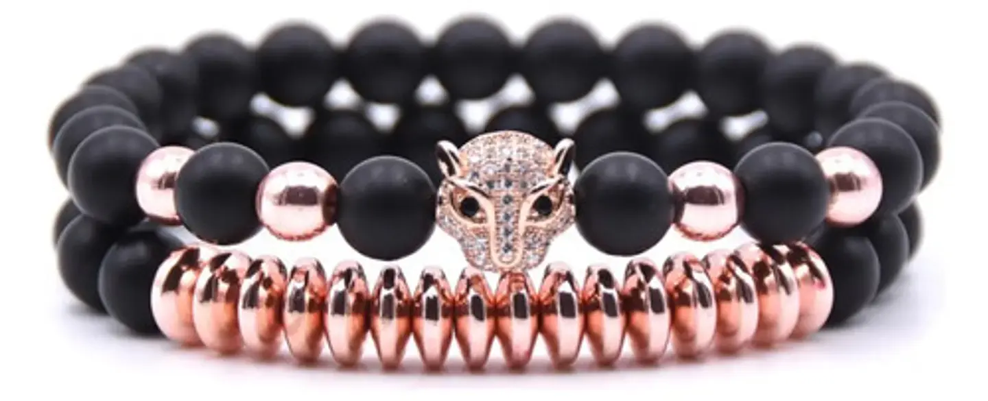 Pulsera Brazalete Manilla Leopardo Piedras Naturales Hombre 4