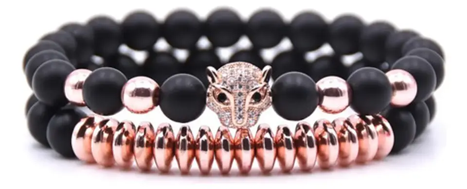 Pulsera Brazalete Manilla Leopardo Piedras Naturales Hombre 4