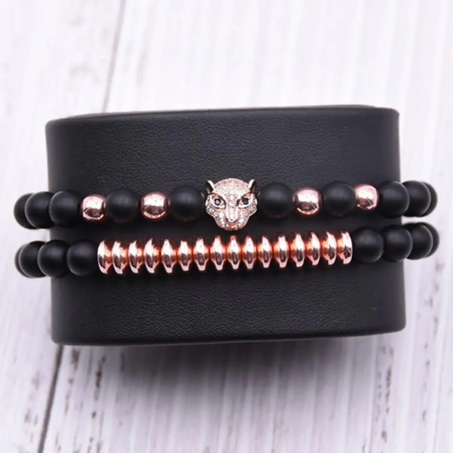 Pulsera Brazalete Manilla Leopardo Piedras Naturales Hombre 5