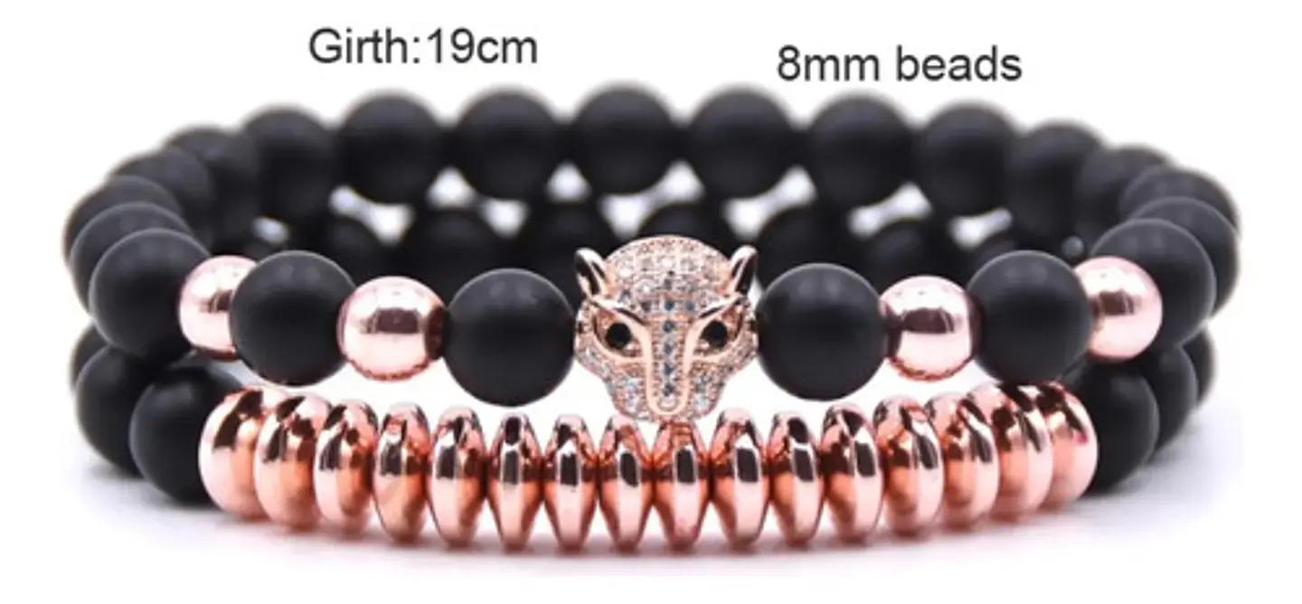 Pulsera Brazalete Manilla Leopardo Piedras Naturales Hombre 7