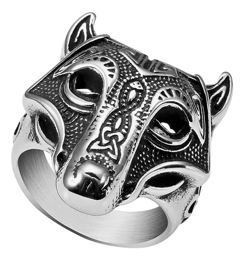 Anillo Lobo Nórdico Thor Vikingo Acero Inoxidable 316 Hombre